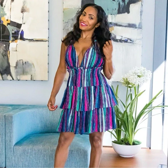 Luxxel | Dresses | Luxxel Colorful Ruffled Halter Mini Dress | Poshmark